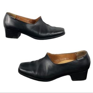 Mephisto Klarina Air-Relaxed Black Leather Comfort Heeled Loafers